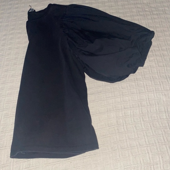 Anthropologie English Factory black puff sleeve top. - Picture 4 of 9